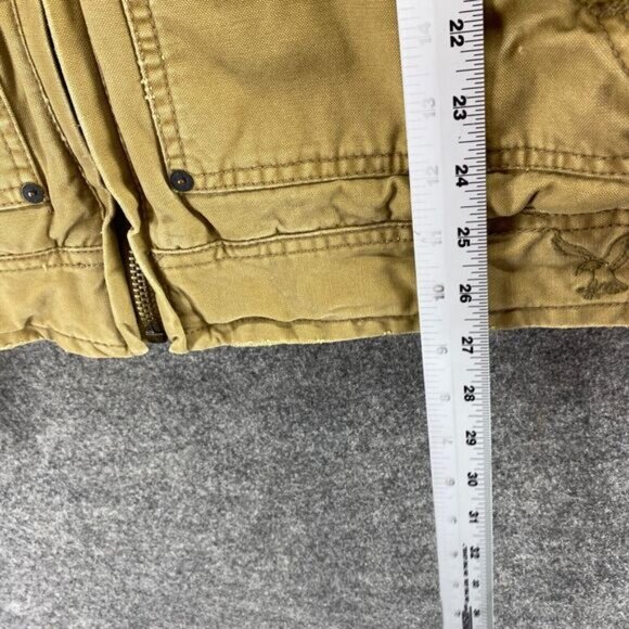 American Eagle Jacket Men L Large Beige Full Zip Collared Pockets Lined Cotton - Picture 7 of 8